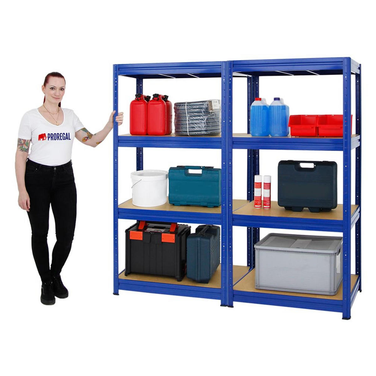 SCHWERLASTREGAL Dino 2er-Set mit 2x 180x90x60 cm Fachlast 600 kg Blau - Blau, Metall (180/180/60cm) - PROREGAL