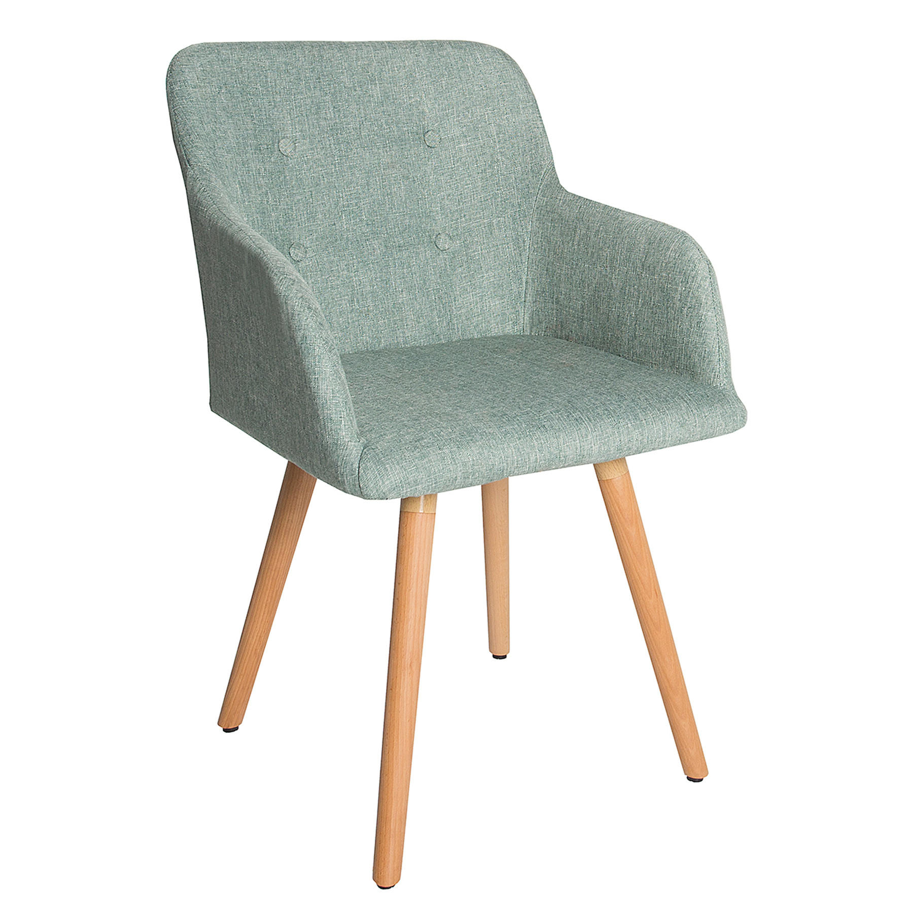 STUHL SCANDINAVIA MEISTERSTÜCK Strukturstoff Salbei-Grün 85 cm - Braun/Grün, Holz/Textil (55/85/55cm) - riess-ambiente
