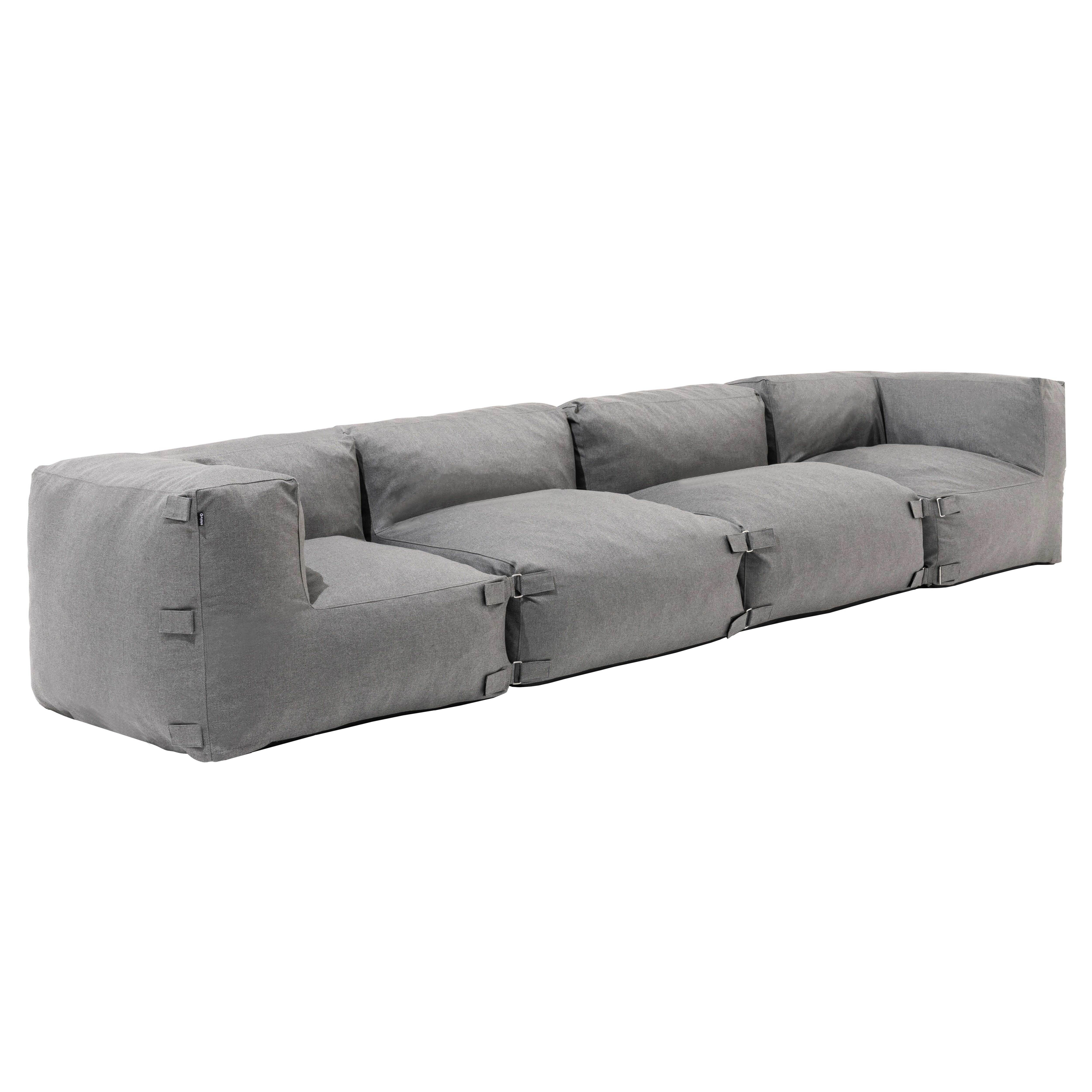 SOFA mit 4 Sitzplätzen, Grau - Grau, Textil - Oviala