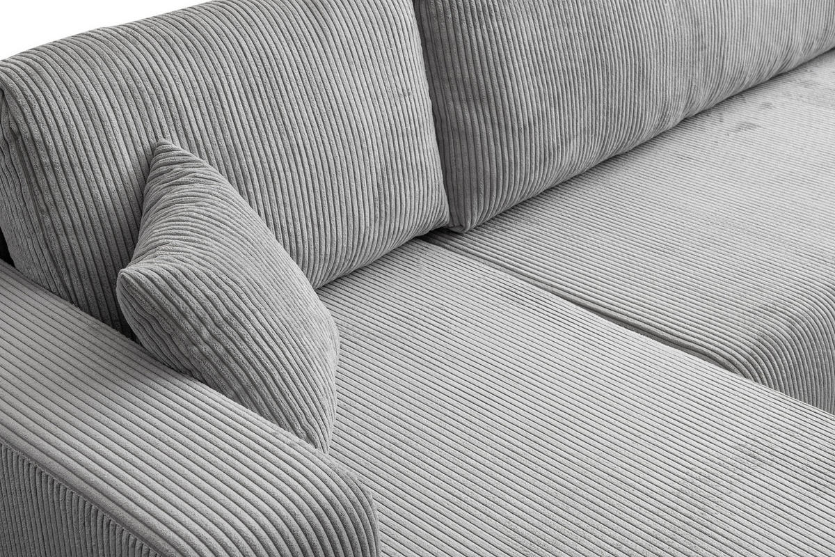 WOHNLANDSCHAFT LUNA U-FORM mit Schlaffunktion und Bettkasten (Hellgrau) - Hellgrau, Textil (312/83/142cm) - VENASI MÖBEL