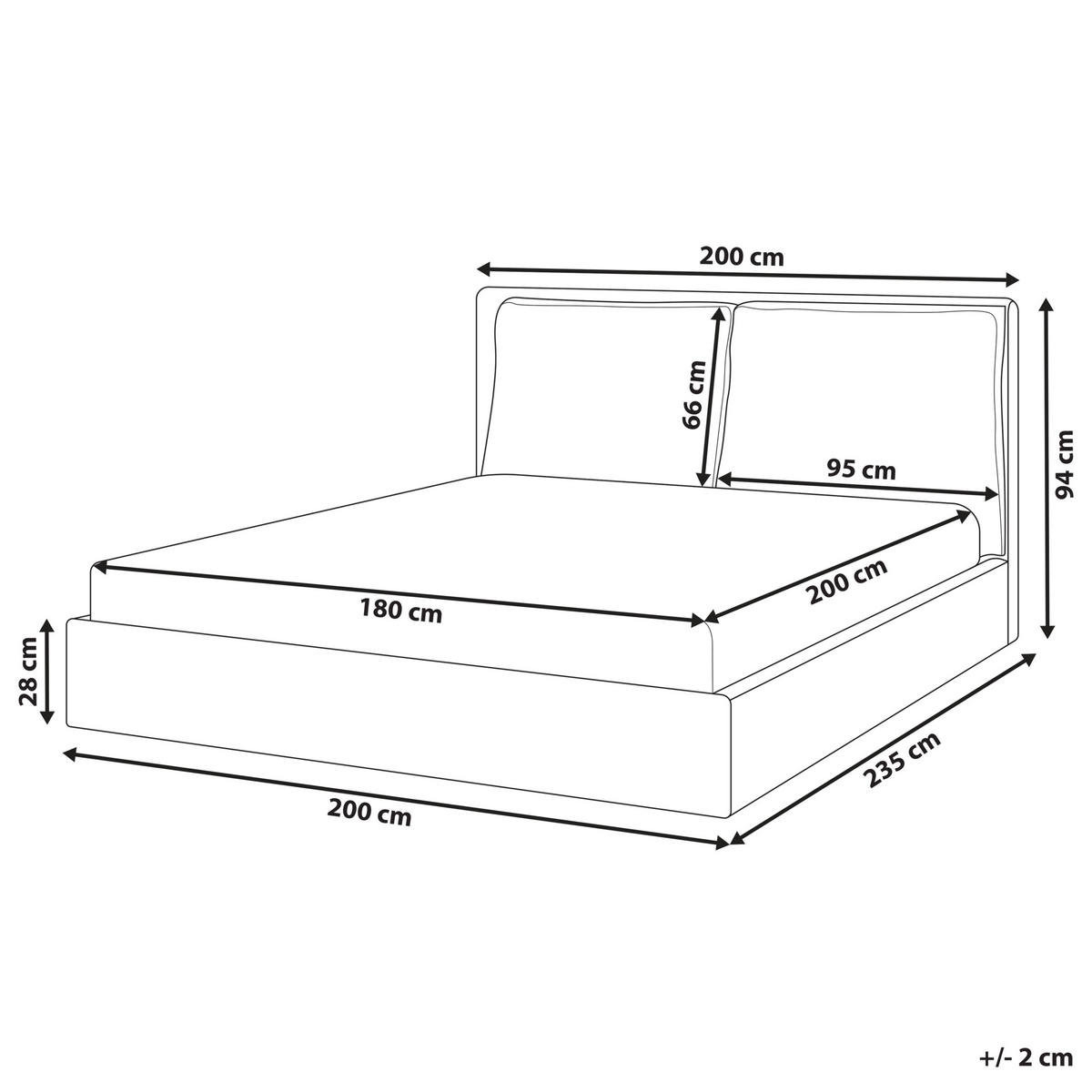 BETT mit Lattenrost 180/200 cm Hellbeige Bajonna - Beige/Schwarz, Textil (180/200cm) - Beliani