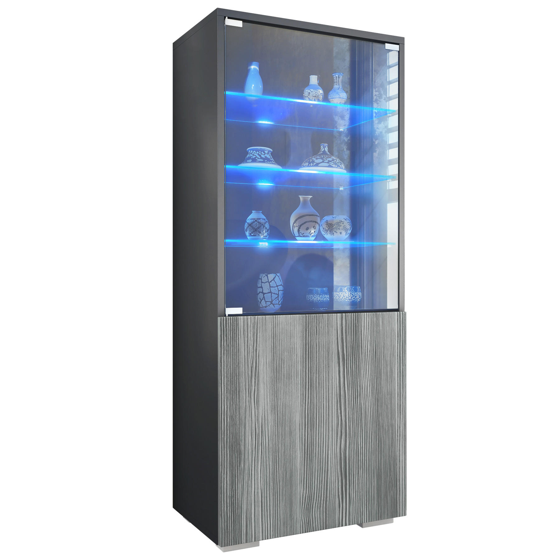 Vladon Vitrine Anthrazit 50x122.5x34.5 cm