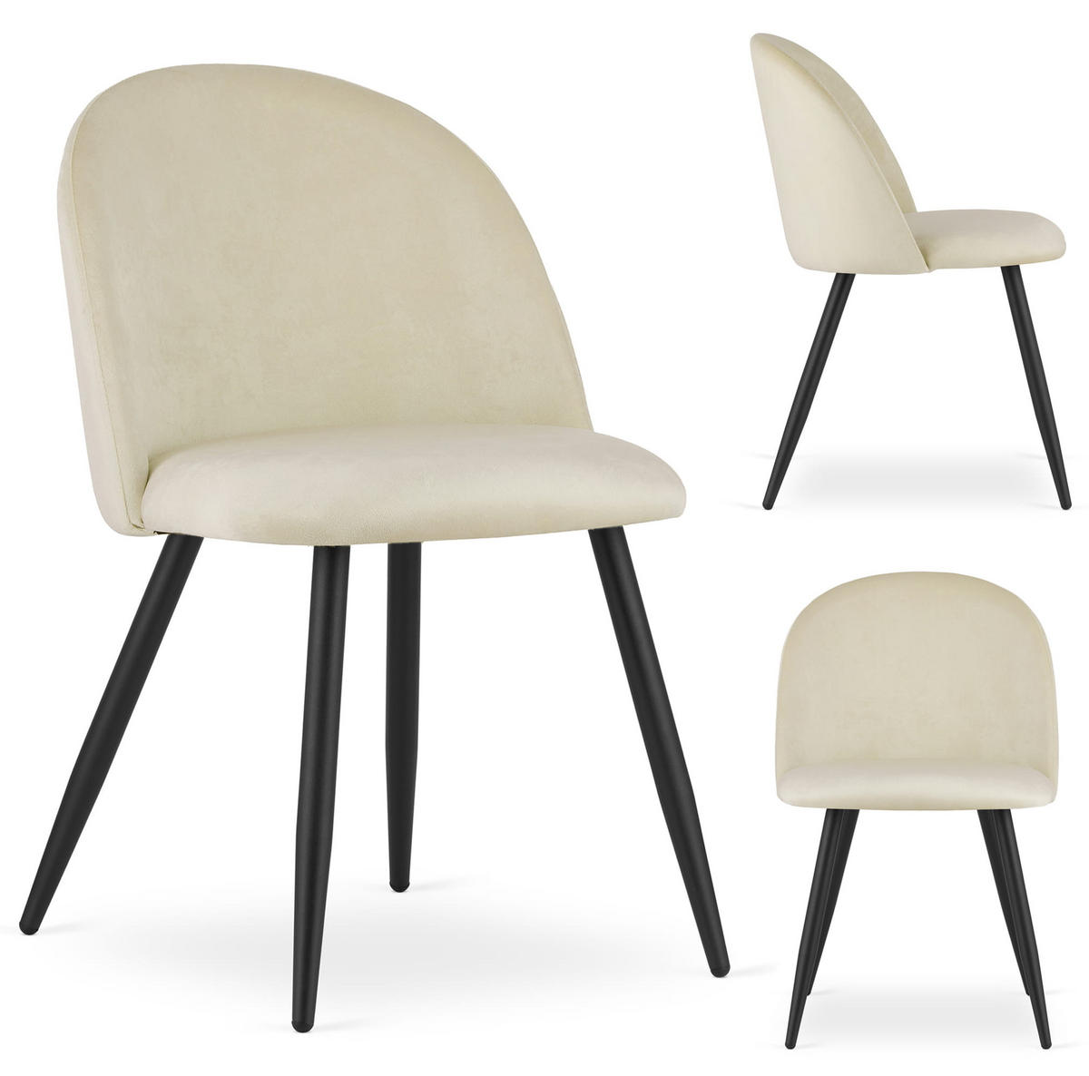 ESSZIMMERSTUHL BELLO beiger Sitz, schwarze Beine - Beige/Schwarz, Textil (46/76.5/42.5cm) - Valora