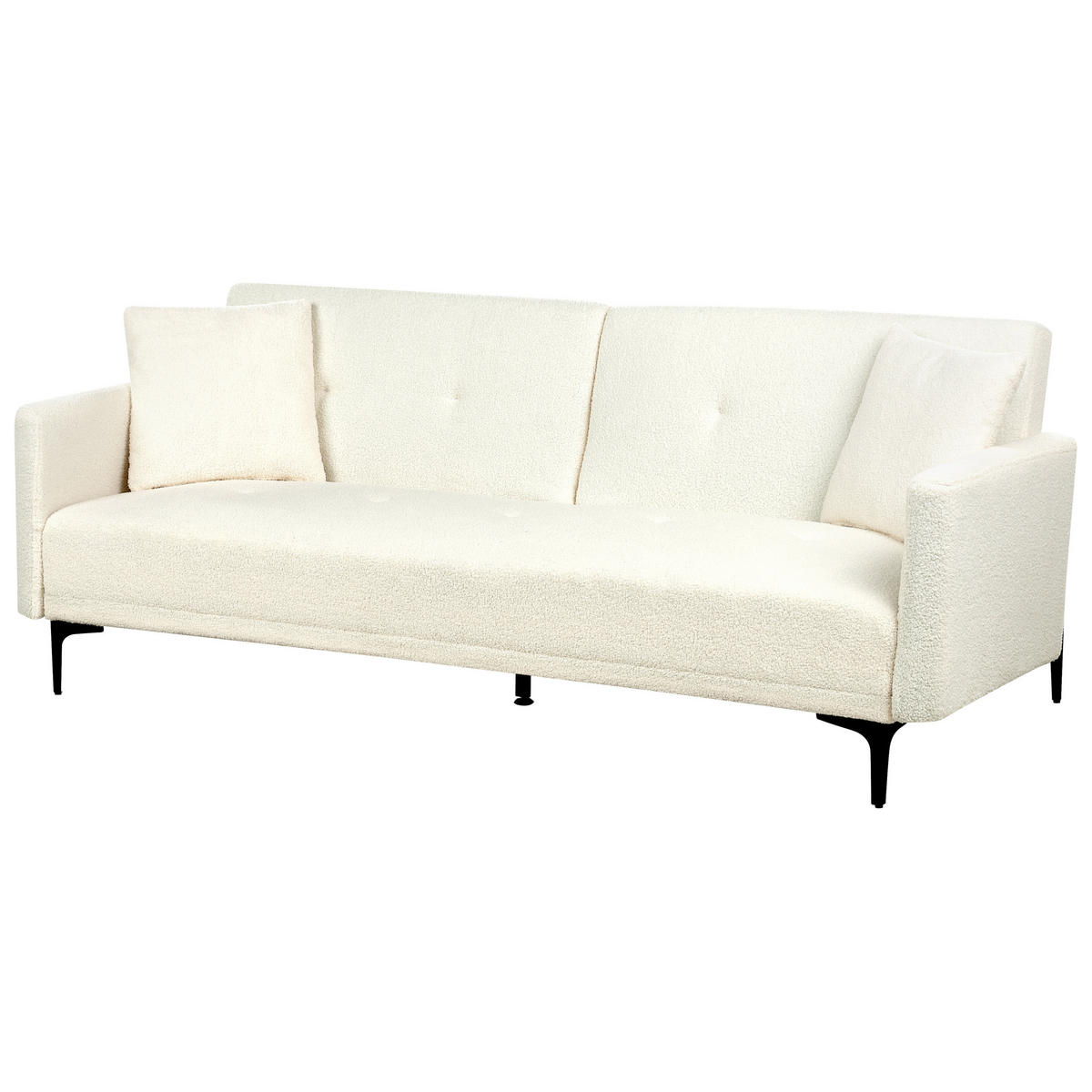 3-SITZER-SCHLAFSOFA Bouclé cremeweiß/schwarz Lucan - Schwarz/Weiß, Textil (191/75/91cm) - Beliani
