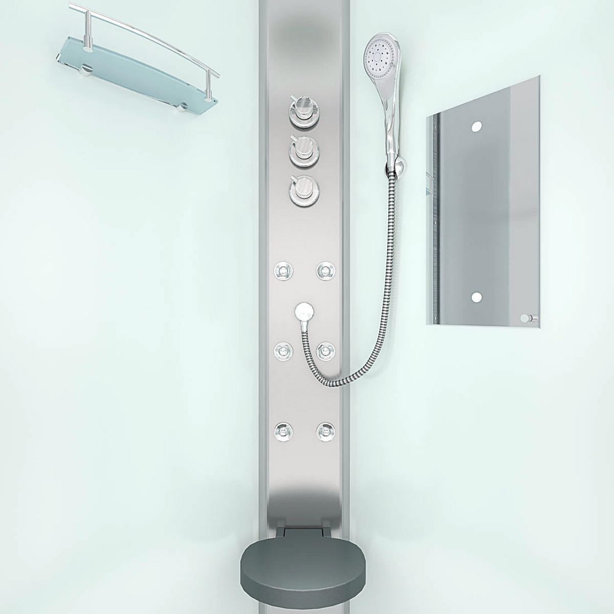 DUSCHE Fertigdusche D10-00T1 Weiß 80x80 - Weiß, Glas/Kunststoff (80/80/215cm) - AcquaVapore by Sandra Jentho