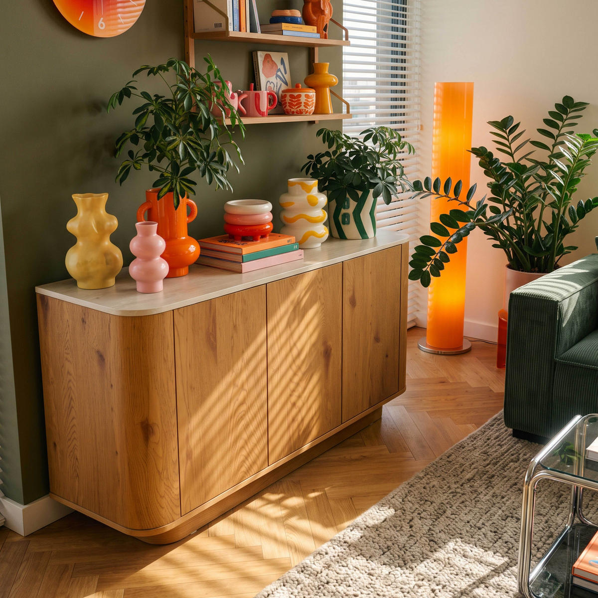 SIDEBOARD, helles Holz - Beige, Holz (120/75/40cm) - Oviala