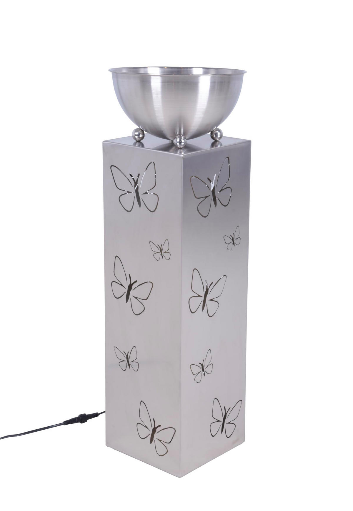 PFLANZSÄULE Berlin mit Topf Silber Edelstahl Pflanzkübel - Silberfarben, Metall (75.5cm) - DELUKE