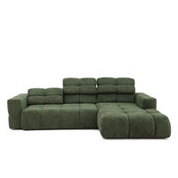 ECKSOFA TENDER Rechts mit Schlaffunktion und Verstellbare Kopfstützen, Chenille grün - Schwarz/Grün, Holz/Kunststoff (176/315cm) - Muffo