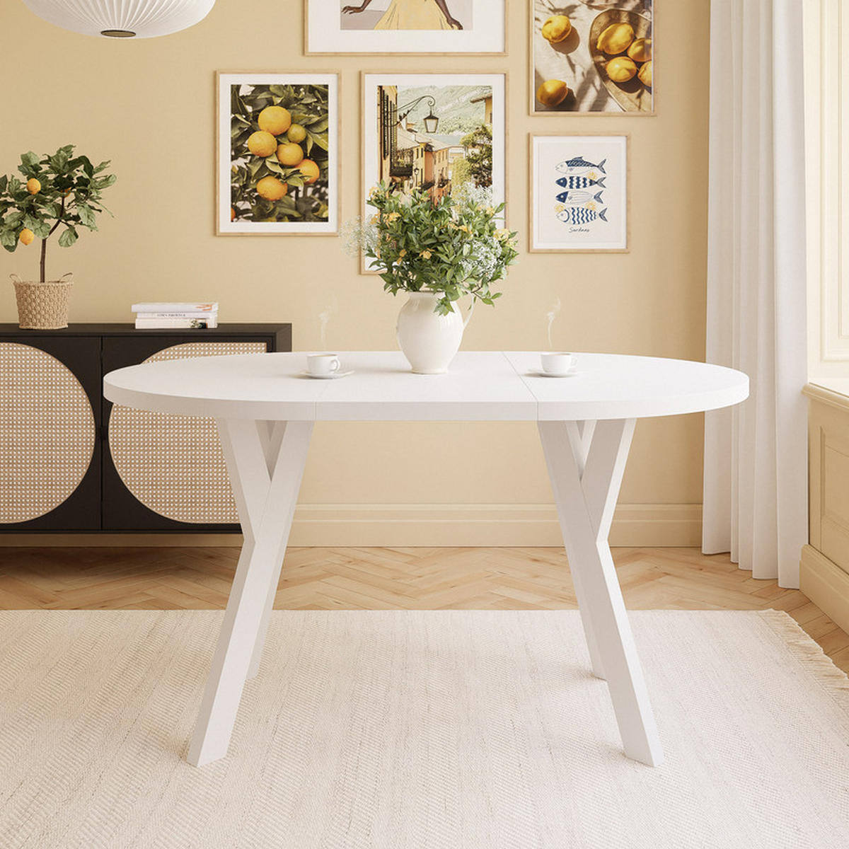 AUSZIEHTISCH YARA 90-130/76,5 cm Weiß - Weiß, Holzwerkstoff (90/90/76.5cm) - Idohome