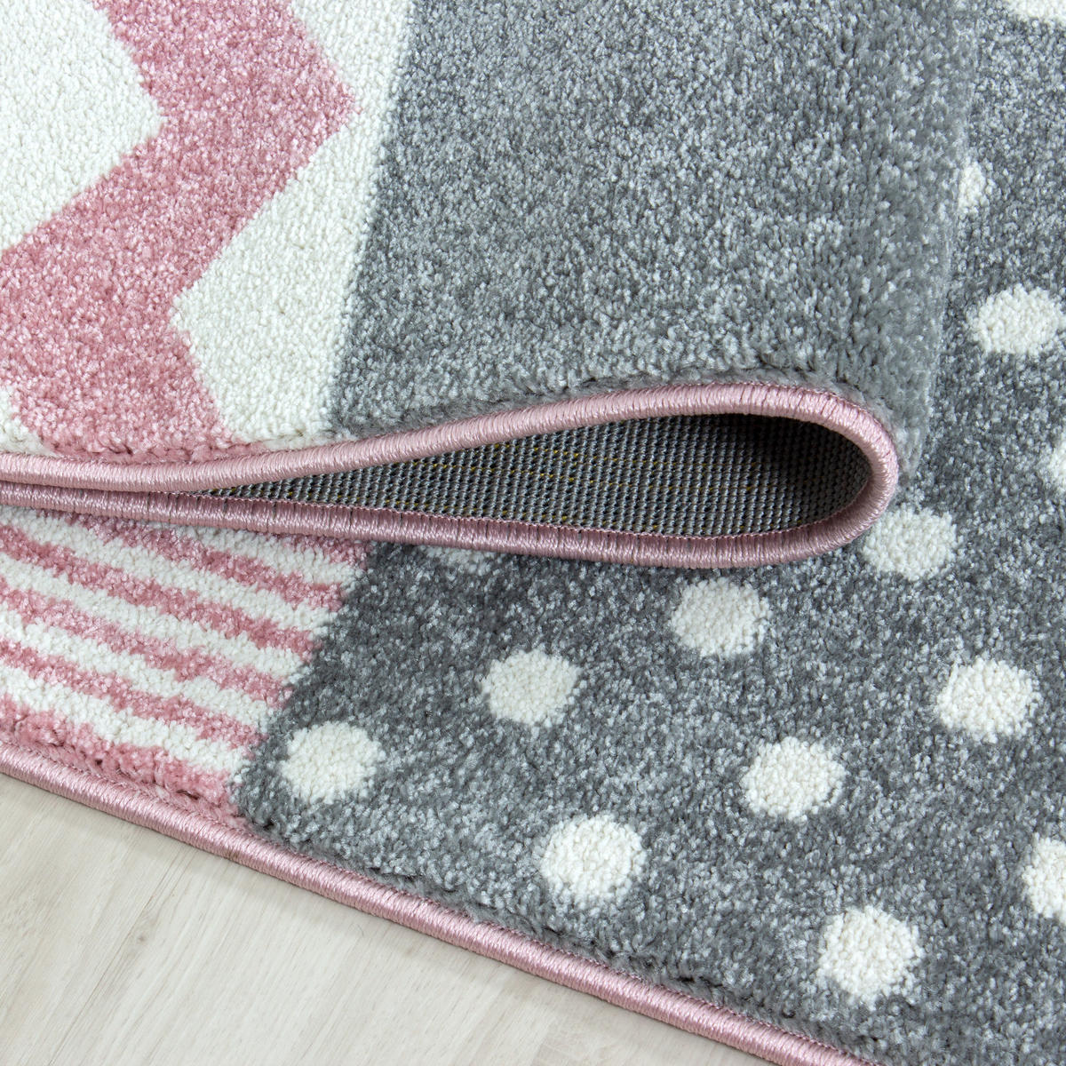 TEPPICH Kinder Herz Sterne Polypropylen saugroboter Kurzflor Kinderzimmer Pink Läufer 80x150 - Rosa, Textil (80/150cm) - KADIMA DESIGN