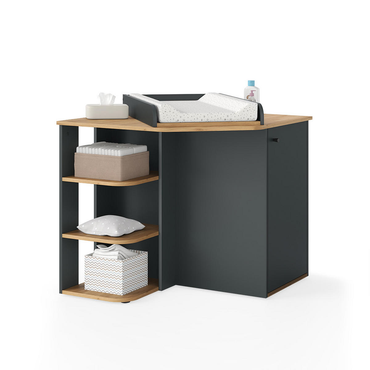 KOMODOVÝ PŘEBALOVACÍ STŮL Kristian Antracit/Artisan - antracitová, kompozitní dřevo (85/77.3/85cm) - Vicco