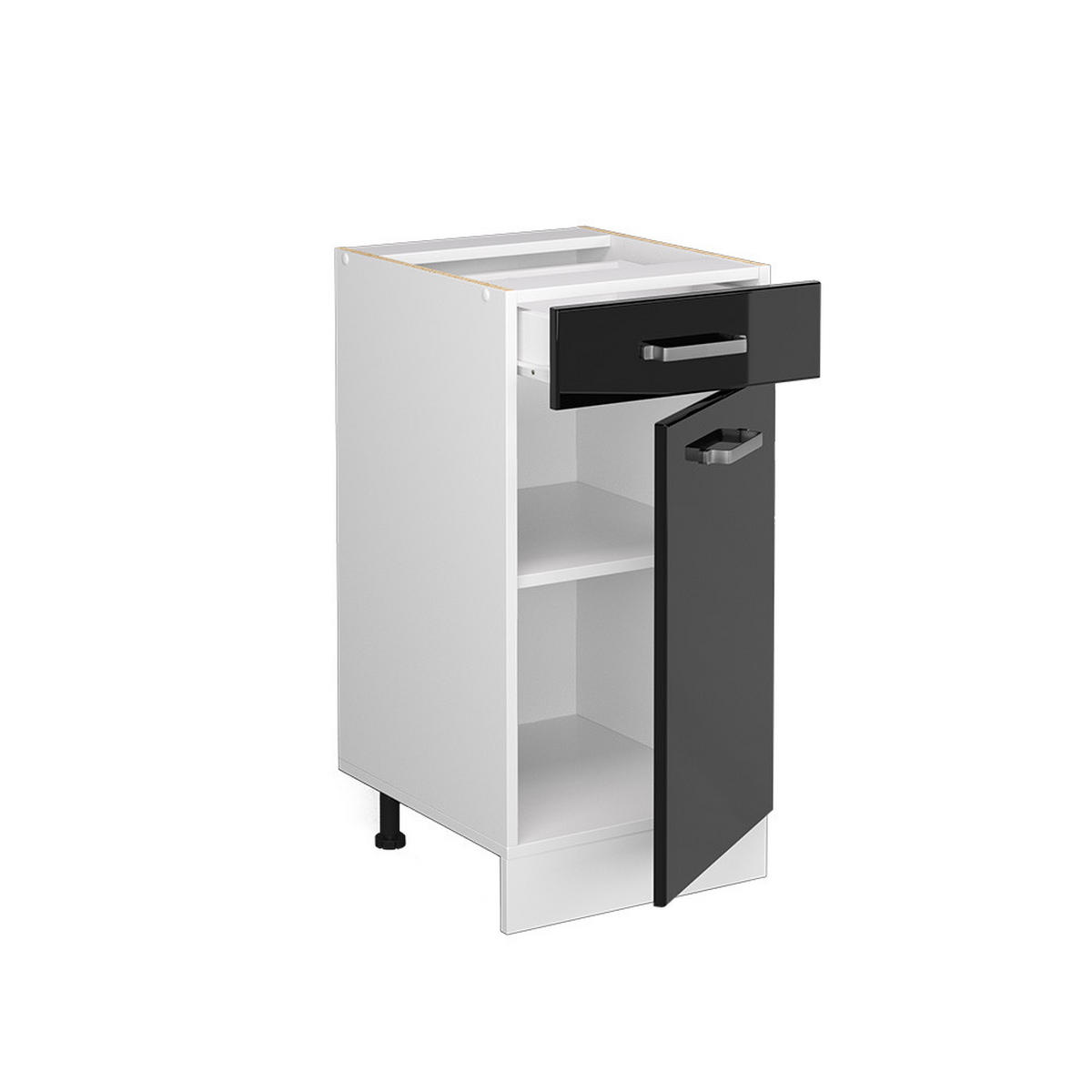 KÜCHENUNTERSCHRANK R-Line Schwarz Hochglanz 40 cm ohne Arbeitsplatte - Schwarz Hochglanz/Schwarz, Holzwerkstoff (40/81.6/46cm) - Vicco