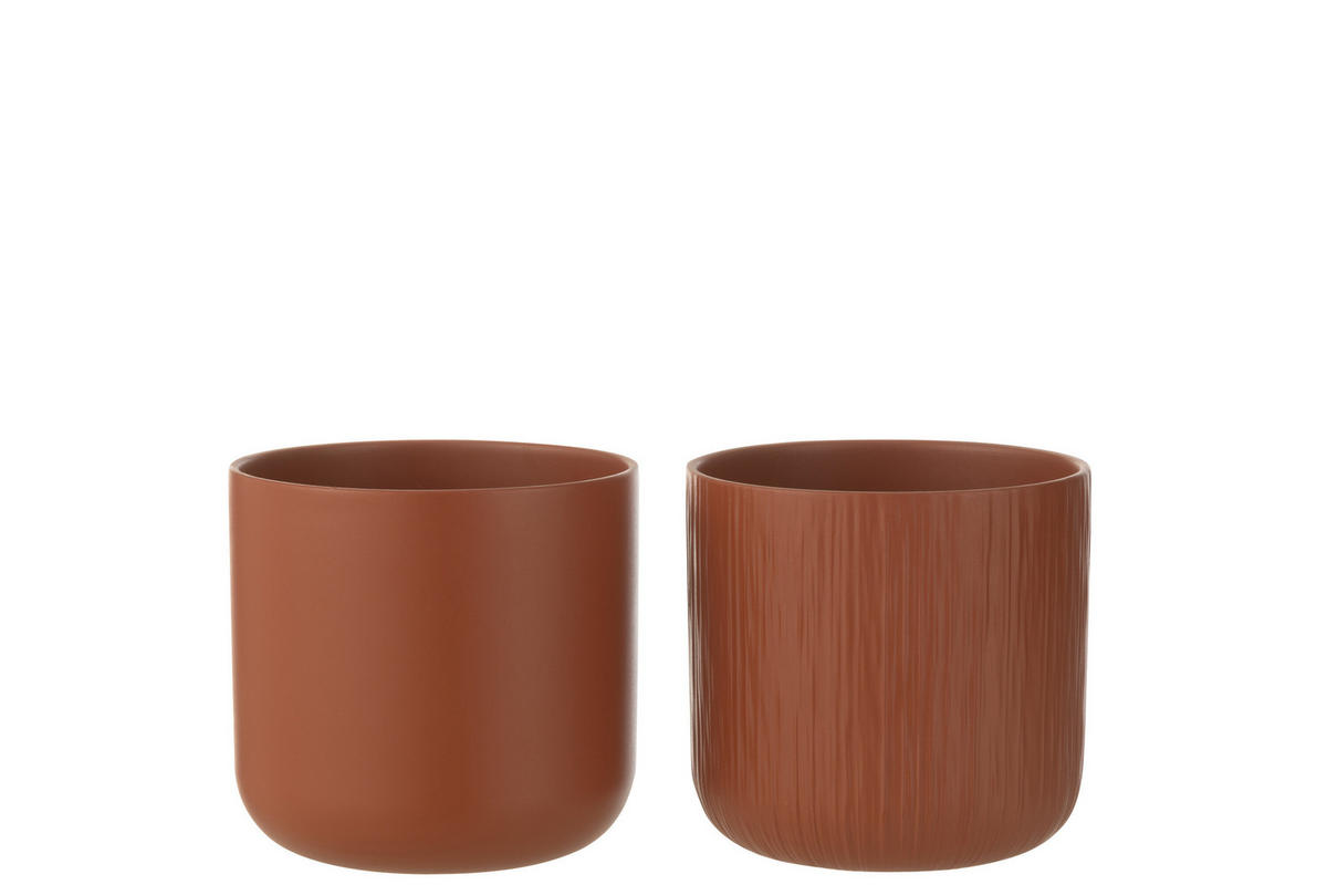 BLUMENTOPF GEN - Keramik - Braun - L - 2er Set - Ø 18,5 cm - Braun, Keramik (18.5/18cm) - J-Line