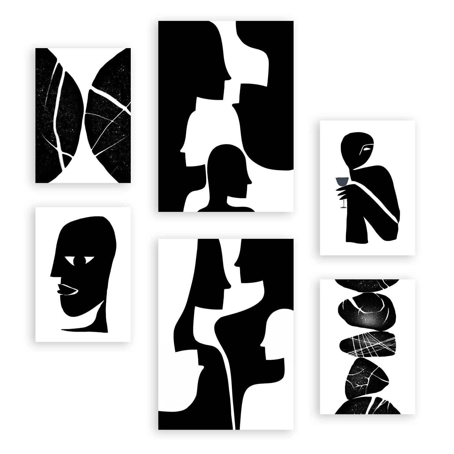 POSTER Set Mit 6 Atavistischer Kopf In Liebhaber Abstrakt Ästhetische Dekorative Gemälde Für Ihr Wohnzimmer, Schlafzimmer, Zuhause A3 & A4 Rahmenlos - Klar, Papier (29/3cm) - Nacnic