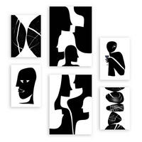 POSTER Set Mit 6 Atavistischer Kopf In Liebhaber Abstrakt Ästhetische Dekorative Gemälde Für Ihr Wohnzimmer, Schlafzimmer, Zuhause A3 & A4 Rahmenlos - Klar, Papier (29/3cm) - Nacnic