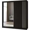 SCHWEBETÜRENSCHRANK Nela II 200/216/61 schwarz mit Schubladen - Schwarz/Eiche Artisan, Holzwerkstoff (200/216/61cm) - Beautysofa