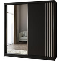 SCHWEBETÜRENSCHRANK Nela II 200/216/61 schwarz mit Schubladen - Schwarz/Eiche Artisan, Holzwerkstoff (200/216/61cm) - Beautysofa