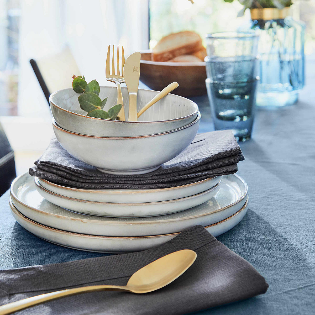 TELLER (4er Set) Henley - Grau, Keramik (22/22/2cm) - Butlers