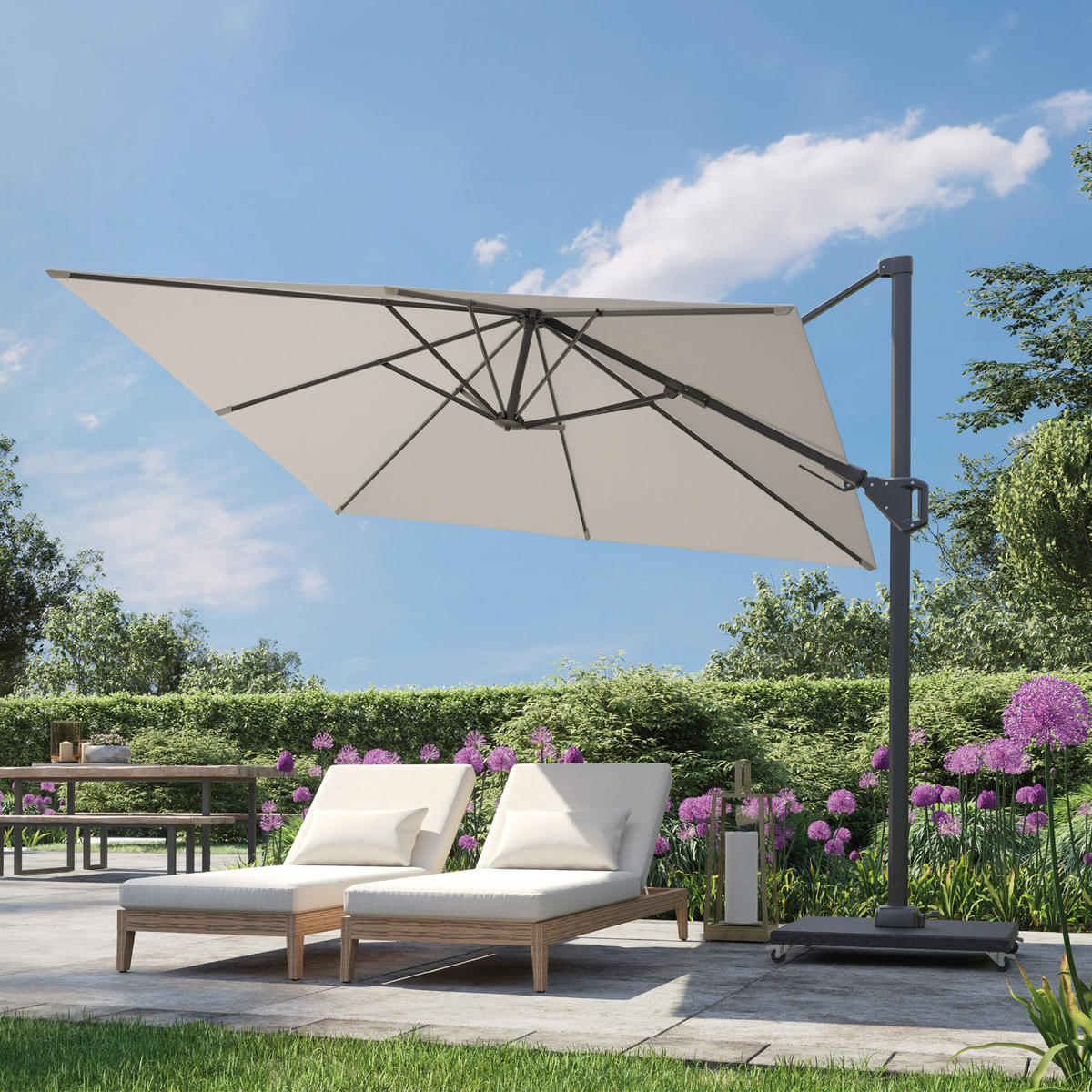 SCHIRMSTÄNDER Sonnenschirmständer Modena Schwarz poliert Granit für Ampelschirme 120 kg - Schwarz, Metall (80/80cm) - Platinum