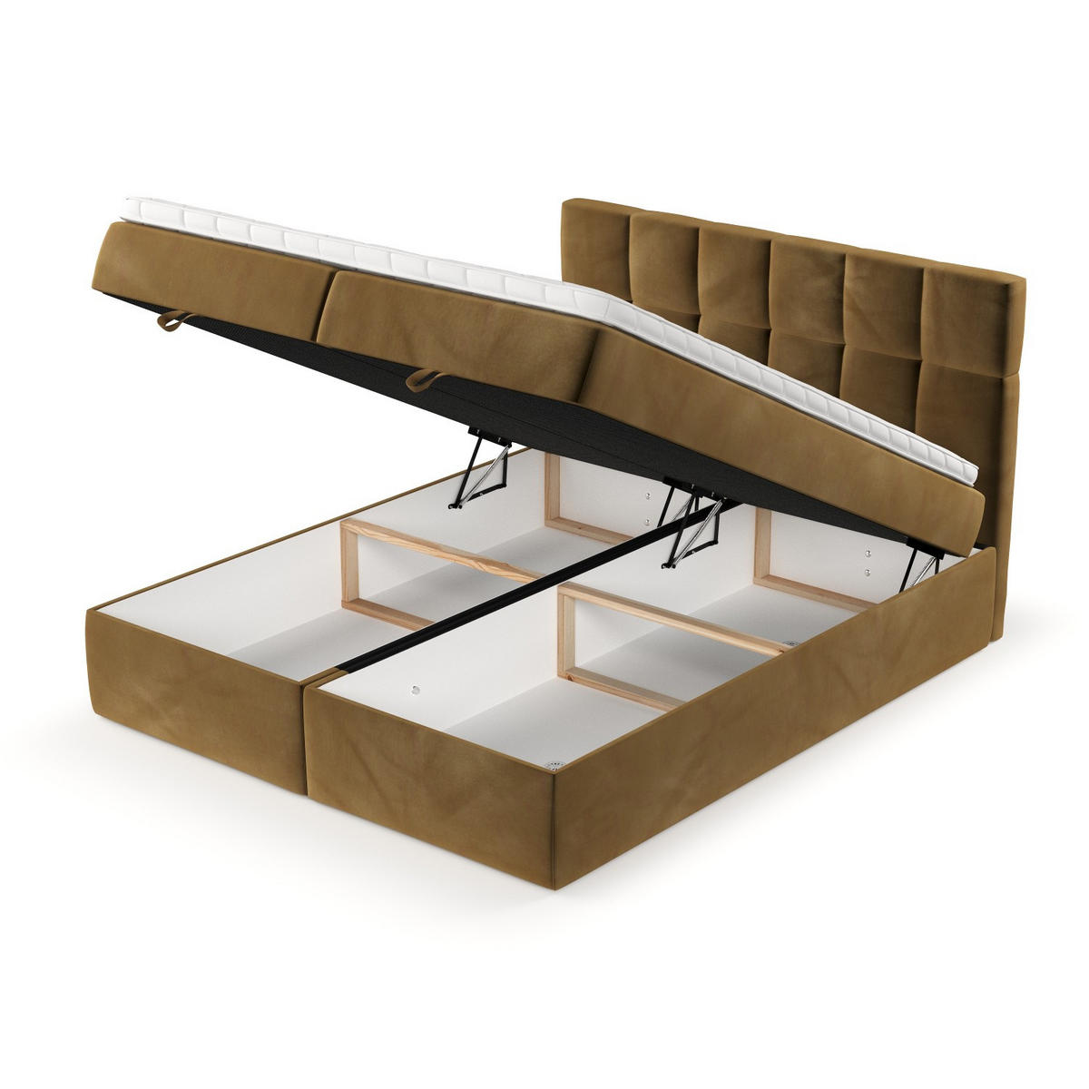 BOXBETT Savio 140/200 cm Honiggelb im Kronos Stoff - Schwarz/Honig, Holz/Holzwerkstoff (140/200cm) - AltaBeds