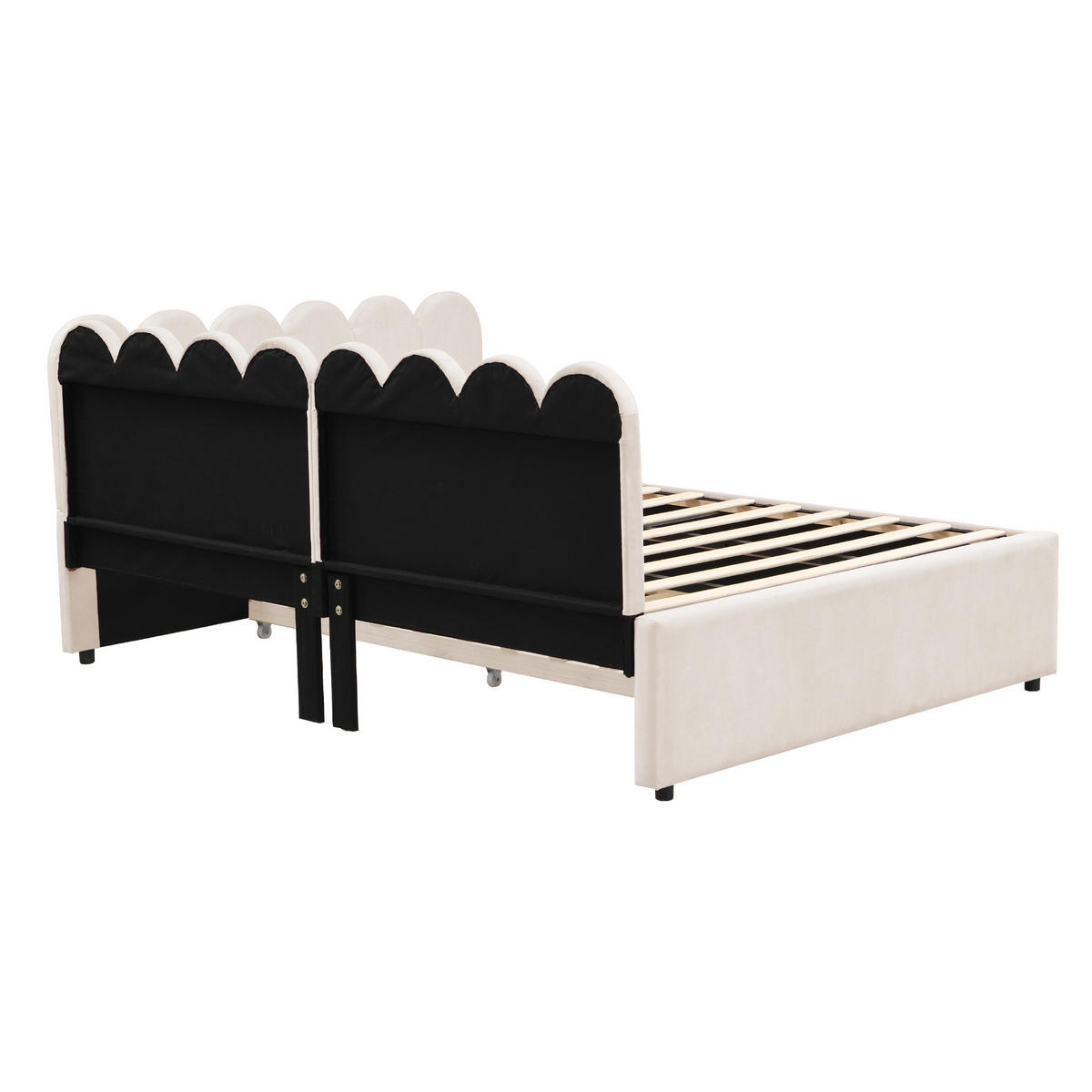 AUSZIEHBETT 140/230/200 cm DE-02037, in Beige, mit L-Form - Beige, Metall (140/200cm) - ComfortXL