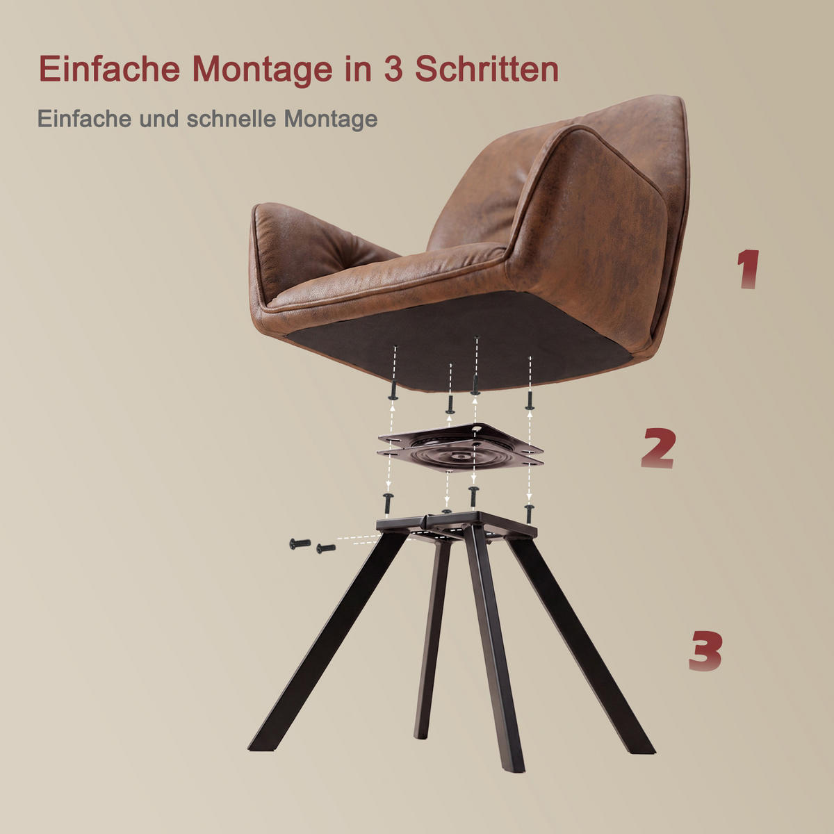 ESSZIMMERSTÜHLE 6er-Set, Drehstühle 360°, gepolstert, Samtbezug, Braun - Braun, Textil (60/87.5/62cm) - Meubles Cosy