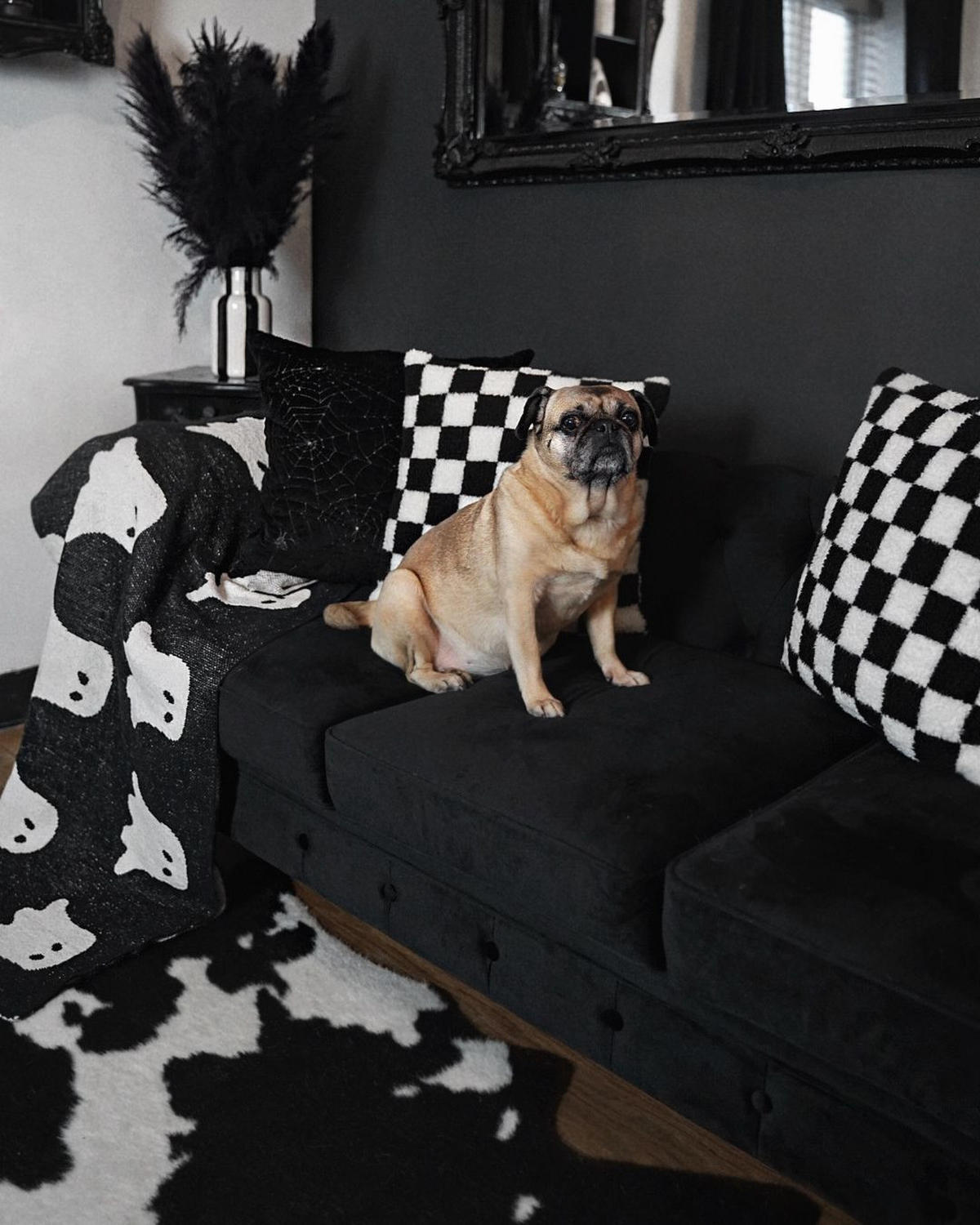 4-SITZER SOFA SET Samtstoff Schwarz Chesterfield - Schwarz, Textil (201/70/75cm) - Beliani