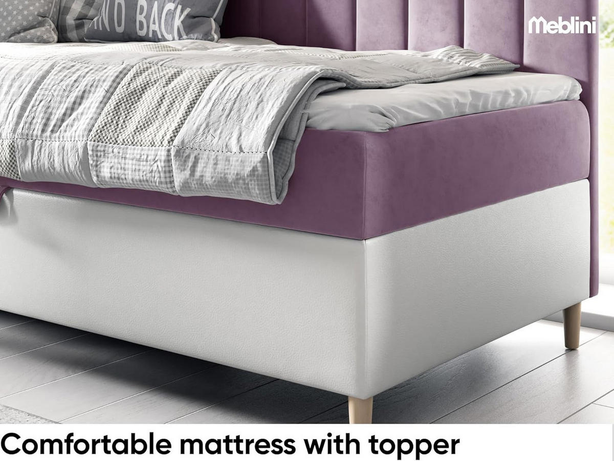 KINDERBETT MAYA 3 - Lila/Weiß, Holzwerkstoff (86/208cm) - Meblini