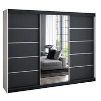 SCHWEBETÜRENSCHRANK 200 cm VILANO 3 Farbe: Weiß|schwarz|schwarz - Schwarz/Weiß, Holzwerkstoff (200/215/59.5cm) - A&J MöbelLand