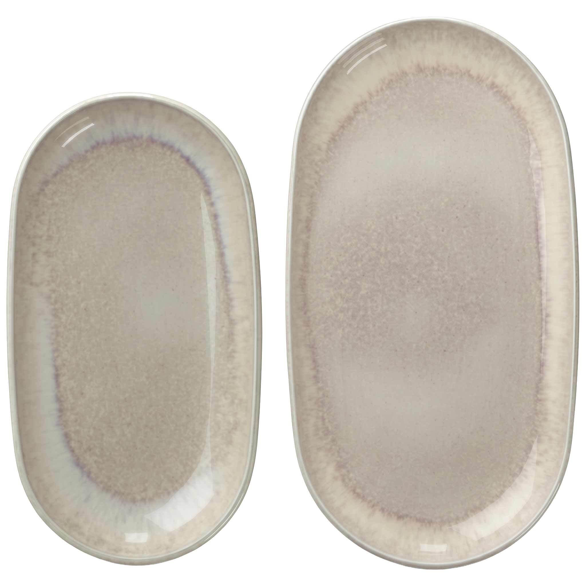 SERVIERPLATTEN-SET Perlemor Sand beige 2er Set - Beige, Keramik (1/1/1cm) - like.Villeroy & Boch