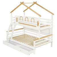 ETAGENBETT 120/200 cm DE-02263, in Weiß/Natur, mit 2 Schubladen und Treppe - Weiß, Holz/Holzwerkstoff (120/200cm) - ComfortXL