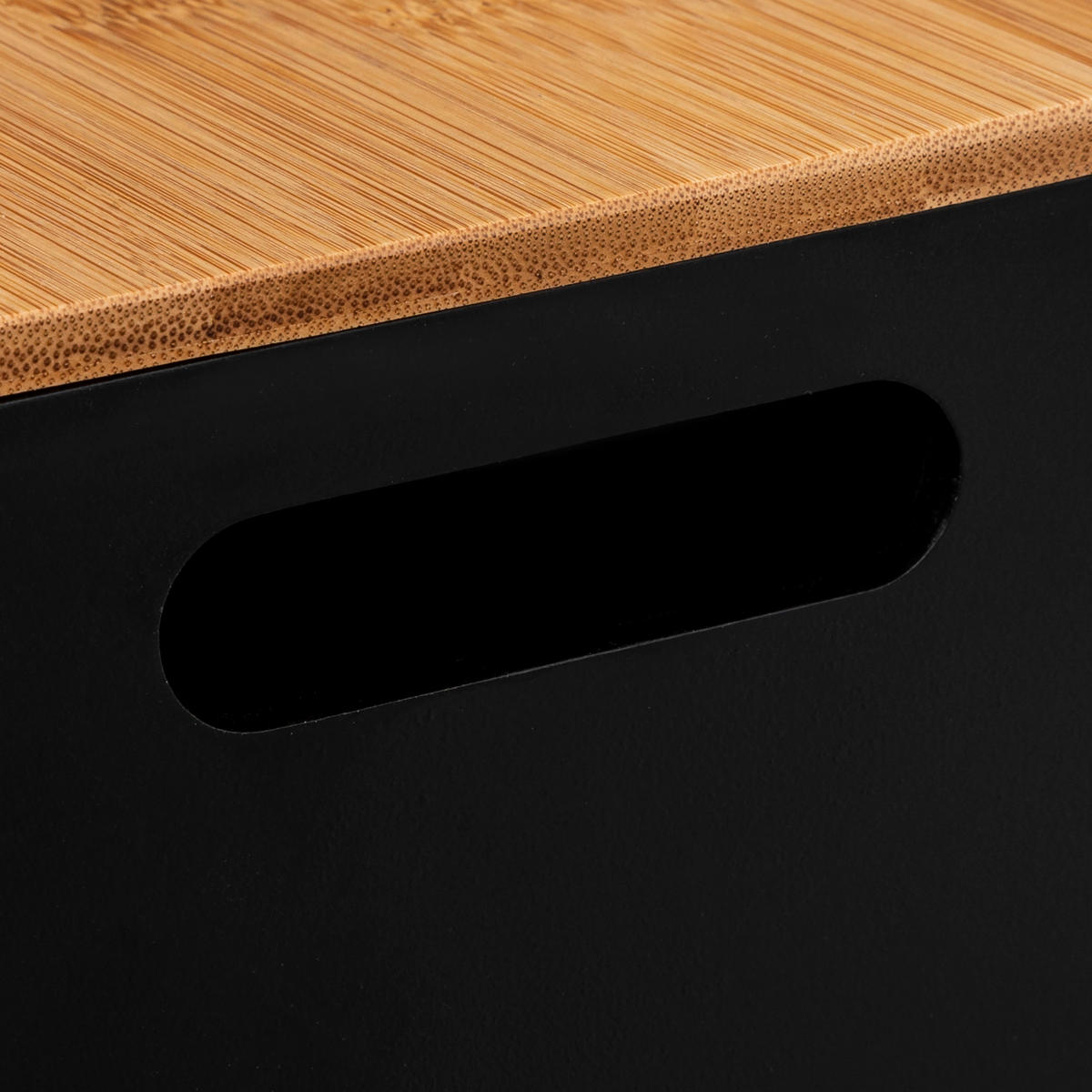 AUFBEWAHRUNGSBOXEN mit Bambusdeckeln Bava 25/34/16 cm - Schwarz, Holzwerkstoff (34/16/25cm) - 5five Simply Smart