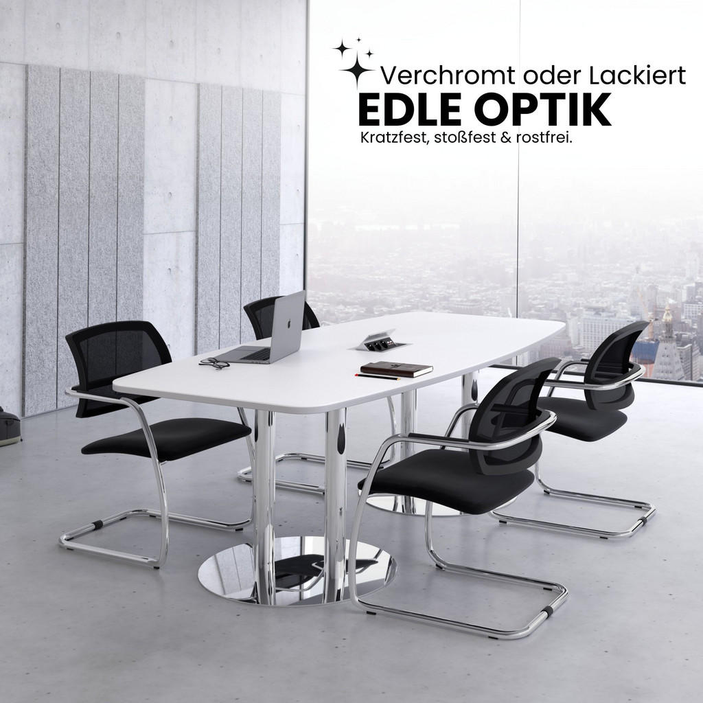 Thumbnail - bümö Konferenztisch, Buche, Silber, Holzwerkstoff, Nachbildung,Buche, Oval, 280x74x130 cm, FSC Mix, Arbeitszimmer, Schre...