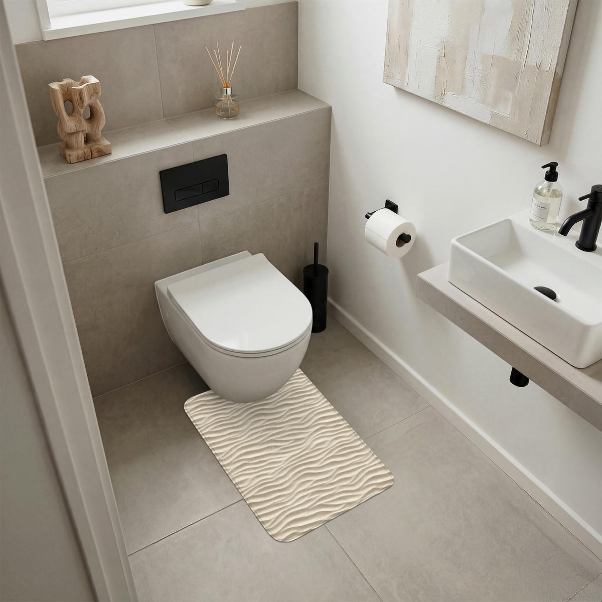 WC PŘEDLOŽKA Písek - Vlny - Béžová 40x60 cm - béžová, textil/plast (40/1cm) - OnlyWow