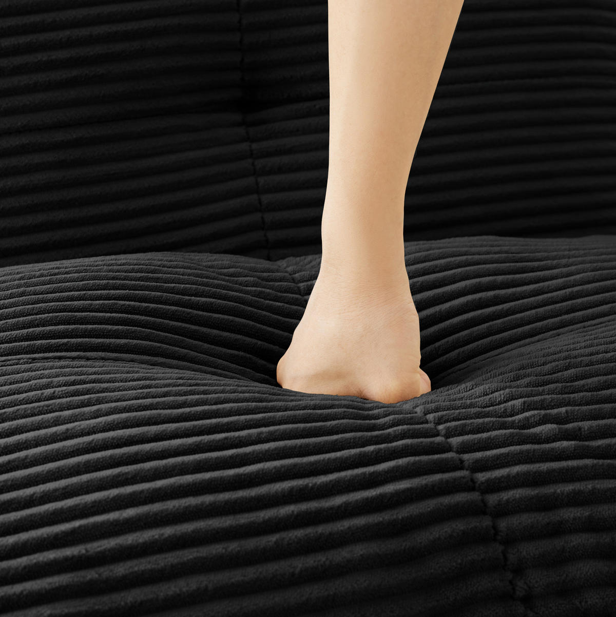 SOFA 386/104/69 cm in Schwarz, modular mit Cordbezug - Schwarz, Textil (104/69/386cm) - Flora Grace