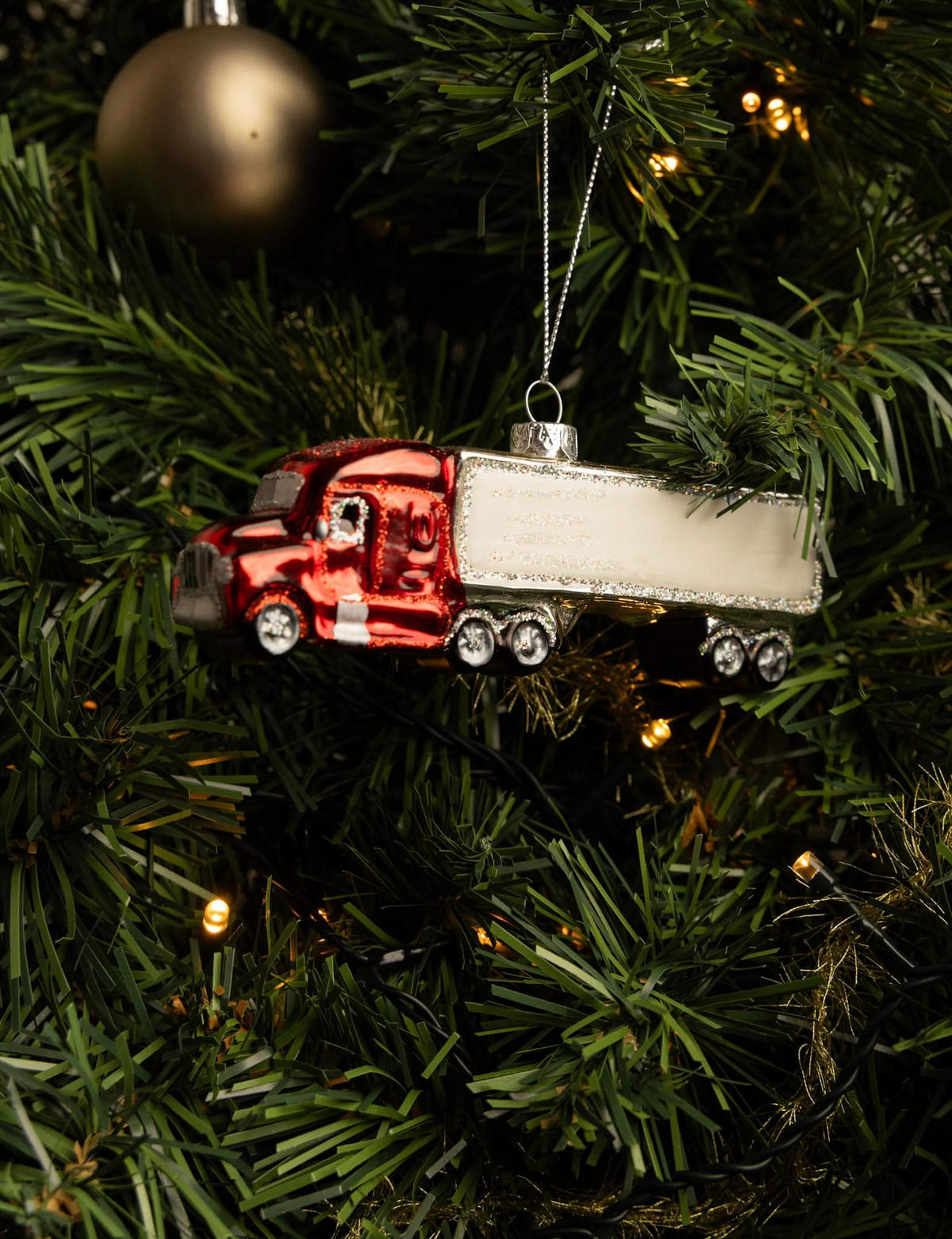 WEIHNACHTSKUGEL Truck 14 cm - Rot, Glas (3/6/1cm)