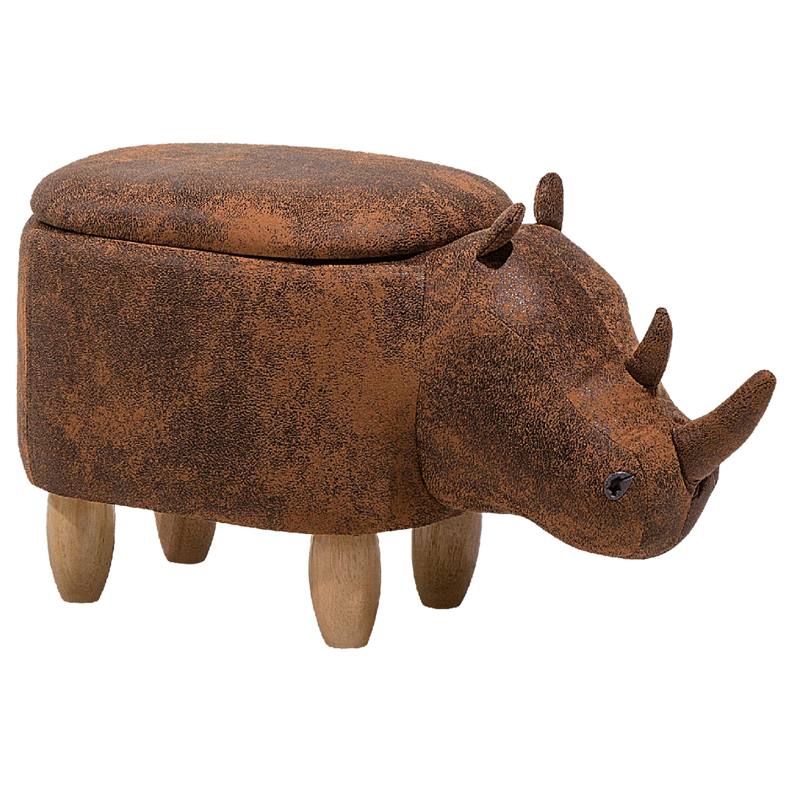 TIERHOCKER Hellbraun Rhino - Hellbraun/Braun, Kunststoff (60/35/32cm) - Beliani