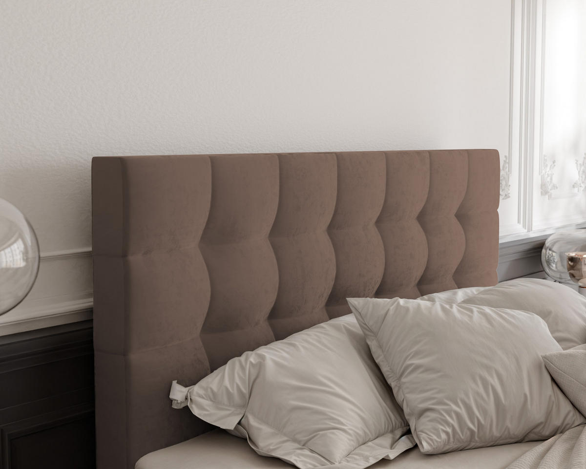 BOXBETT GRAND 180/200 cm, in Hellbraun, mit Matratze und Topper - Hellbraun, Holzwerkstoff/Textil (180/200cm) - Idohome