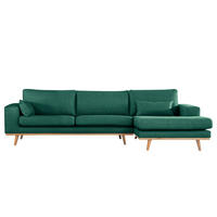 ECKSOFA mit Longchair - Dunkelgrün/Buchefarben, Textil (281/153cm) - home24