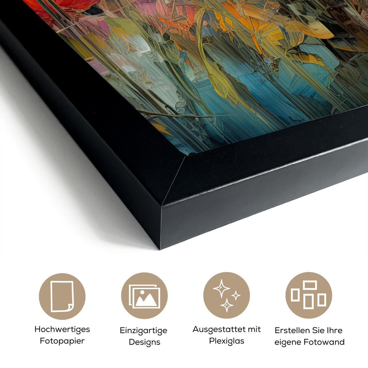 GERAHMTES BILD Blumen - Aquarell - Kunst - Botanisch - Natur 30x40 cm - Orange, Papier (30/40cm) - MuchoWow