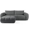 SOFA LIRA mit Pouf, Dunkelgrau, Bouclé - Dunkelgrau, Holz/Holzwerkstoff (96/43/50cm) - KONSIMO®