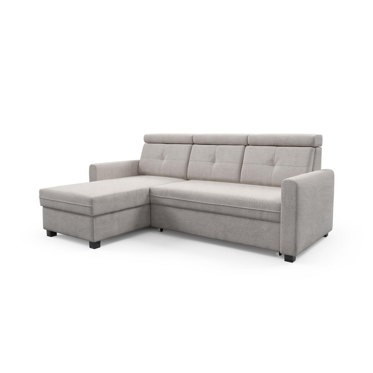 ECKSCHLAFSOFA Milano, Beige, links - Beige/Schwarz, Textil (217/166cm) - Beautysofa