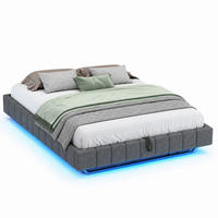 POLSTERBETT mit Stauraum und LED 160x200 cm Grau - Grau, Metall (160/200cm) - Meubliv
