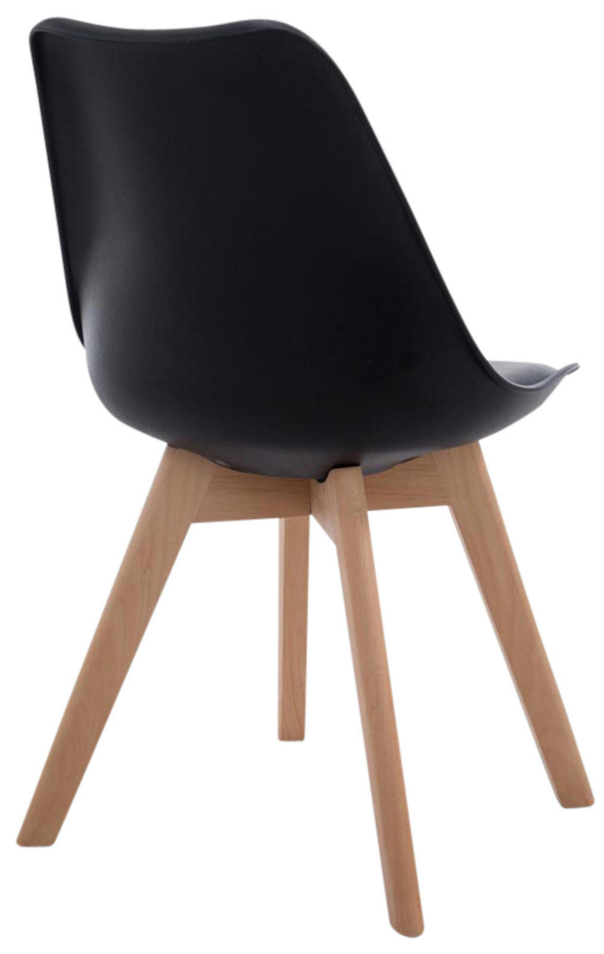 STUHL 4er Set Lederlook schwarz - Eukalyptusholzfarben/Schwarz, Holz/Textil (48/84/55cm) - CLP