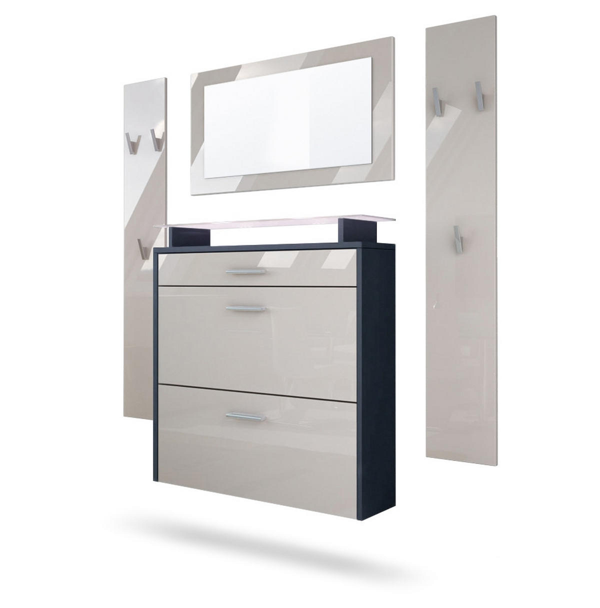 GARDEROBE Malea Fronten in Sandgrau Hochglanz - Sandfarben, Holzwerkstoff (180/180/23cm) - Vladon