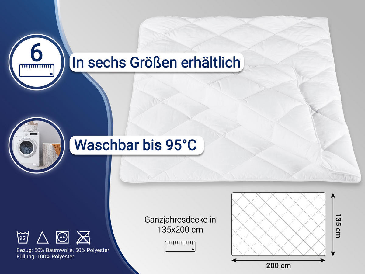 BETTDECKE, 240x220 cm, 50% Polyester, 50% Baumwolle, Weiß - Weiß, Textil (240/220cm) - Zollner
