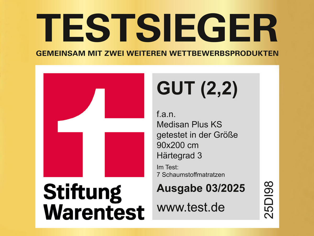 MATRATZE Medisan Plus KS, Größe: 90x200, Härtegrad: H3 - Weiß, Textil (90/200cm) - f.a.n. frankenstolz