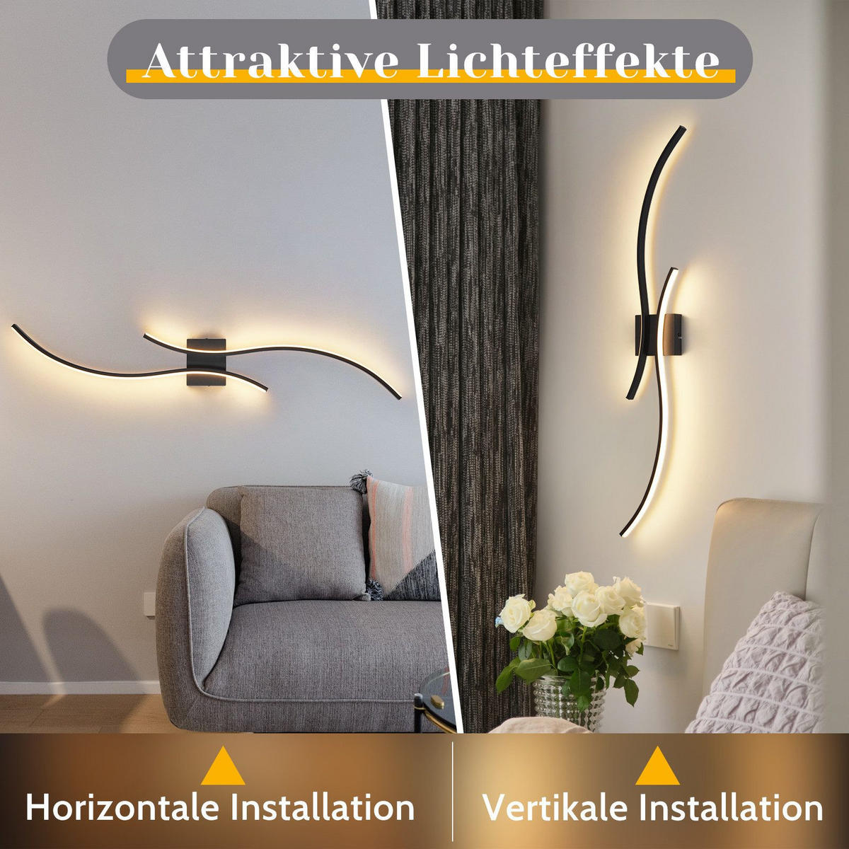 LED WANDLEUCHTE FRANKENHAUSEN II 101.5/13.5/4.9 cm - Schwarz, Metall (13.5/4.9/101.5cm) - Nettlife