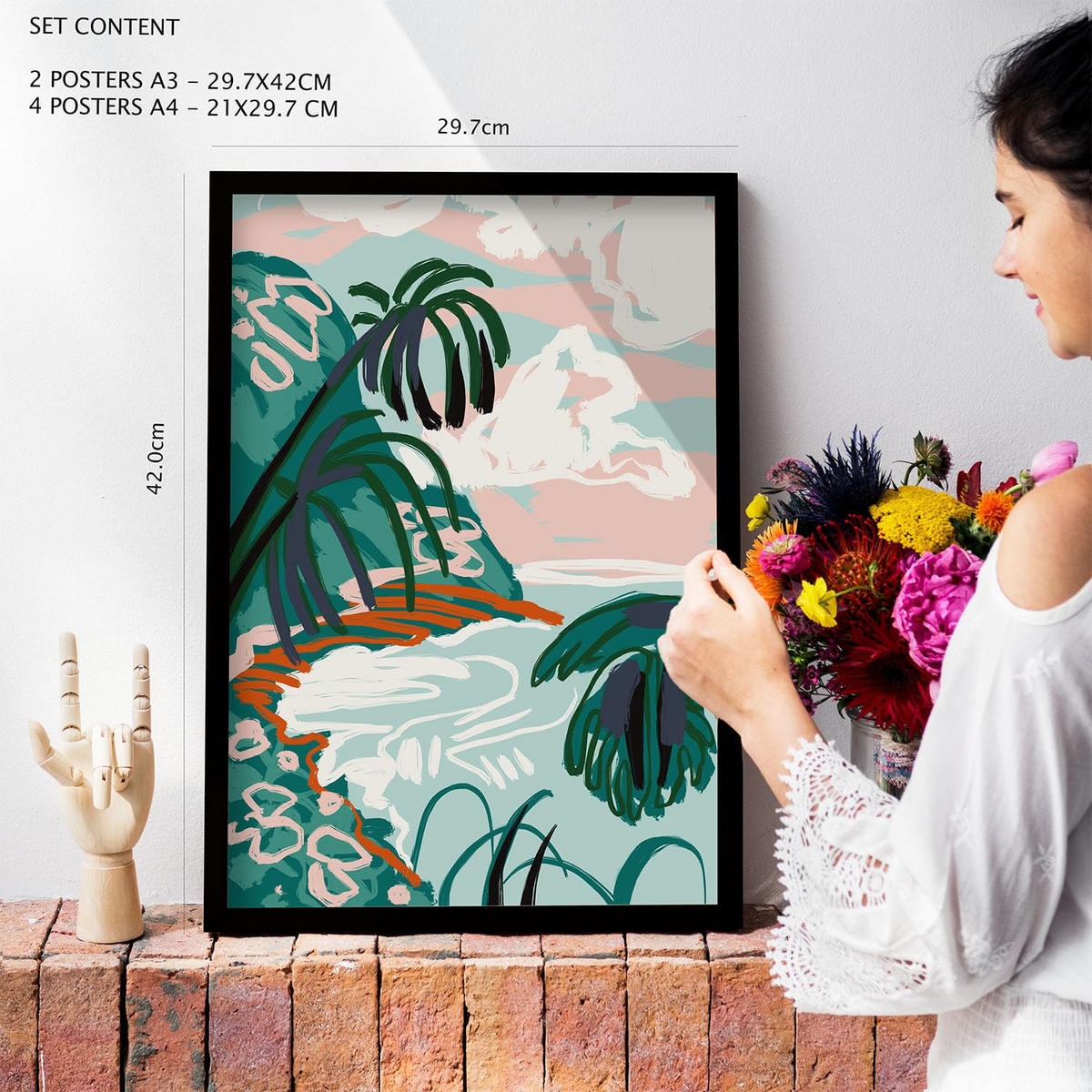 POSTER Set Mit 6 Küstenlandschaft Größe A3 & A4 Weißer Rahmen - Weiß, Papier (29.7/1cm) - Nacnic