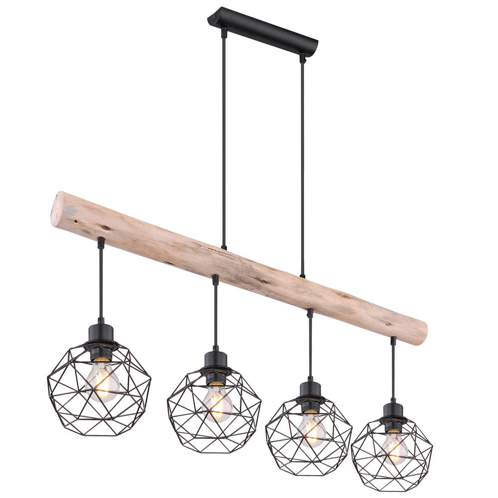 LED HÄNGELEUCHTE Holz Braun Gitter Design - Braun, Holz/Metall (85/18/120cm) - Globo Lighting